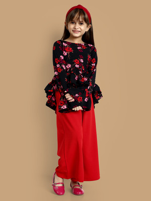 Lazy Shark Girls Casual Top Pant(Multicolor)