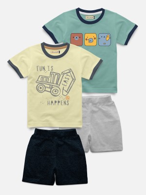 Hellcat Baby Boys & Baby Girls Casual T-shirt Shorts(Yellow)