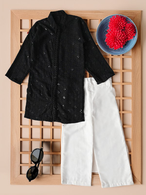 Bella Moda Boys Party(Festive) Kurta Pyjama(Black)