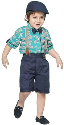 ZIKIGO Baby Boys Party(Festive) Shirt Shorts(Sea Green)