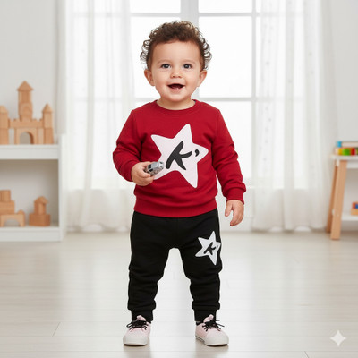 MUSNAHGARMENTS Baby Boys Party(Festive) Sweatshirt Pyjama(MEROON AND BLACK)