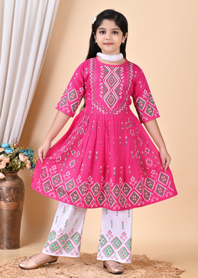 R RIMSA DRESSES Baby Girls Festive & Party Kurta and Palazzo Set(Pink Pack of 1)