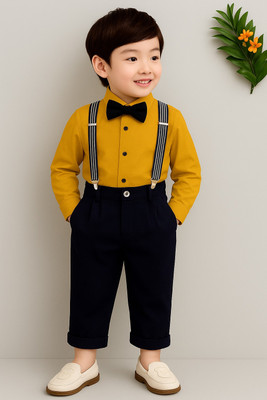 Bleckz Someck Boys Party(Festive) Shirt Pant(Yellow)