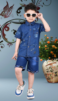 NAMRTZ Boys Chhota Bheem Party(Festive) T-shirt Pant(BLUE)