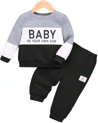 FORWARD FASHION Baby Boys & Baby Girls Party(Festive) Sweatshirt Trouser(Black)