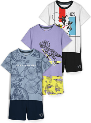 Hellcat Girls Casual T-shirt Shorts(Bluish Grey2/Lavender2/White2)