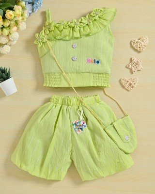 Stylo Dresses Girls Casual Top Shorts(Mint Green)