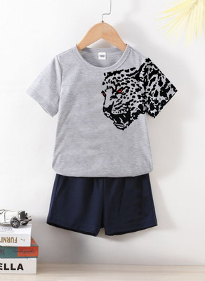 Mimmy Kids Baby Boys Casual T-shirt Trouser(Grey Melange)