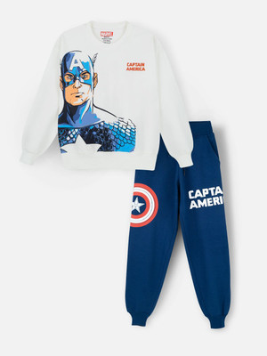 Nap Chief Boys & Girls Captain America Casual Sweatshirt Track Pants(Off white)