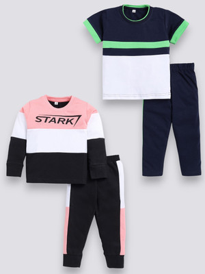 carrydreams Boys & Girls Casual T-shirt Trouser(GREEN_ROSE)