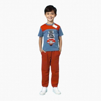 Aroma style Boys Casual T-shirt Pant(Grey)