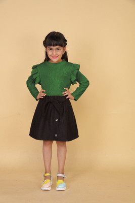 PORPY Girls Casual Skirt Skirt(Dark Green)
