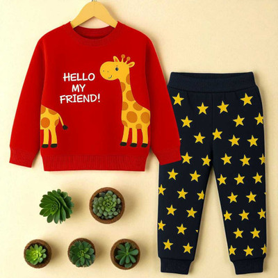 toystshirt Boys & Girls Casual Sweatshirt Pant(Red & Navy)