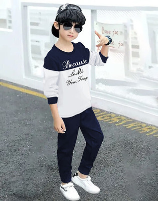 FastColors Boys Casual T-shirt Track Pants(Navy_8530)