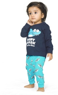 Ariel Baby Boys & Baby Girls Casual T-shirt Pant(Dark Blue)