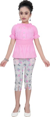 CLOTH ADDA Girls Party(Festive) Top Capri(Pink)