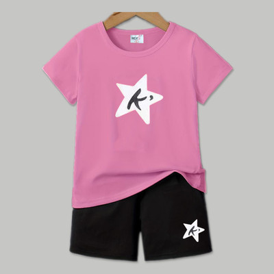 MGRS Baby Boys & Baby Girls Casual T-shirt Shorts(PINK)