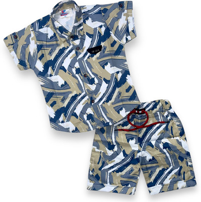 Fluemart Baby Boys Casual Shirt Pant(Grey)