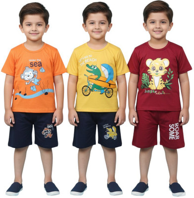 FAHIM FASHION Baby Boys & Baby Girls Casual T-shirt Shorts(Yellow)