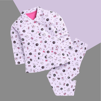 DENVIRA Baby Boys & Baby Girls Casual Shirt Pyjama(MUSIC_PURPLE)