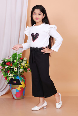 FashioNest POINT Girls Party(Festive) Top Pant(Black)