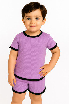 KRIVA Boys & Girls Casual T-shirt Shorts(LAVENDER)