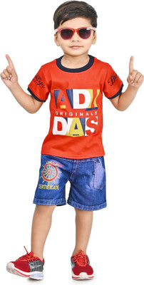 NIVARACREATION Boys Party(Festive) T-shirt Shorts(Red)