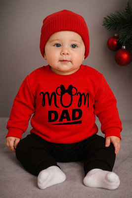 TEENS LAND Baby Boys & Baby Girls Casual T-shirt Trouser(red)