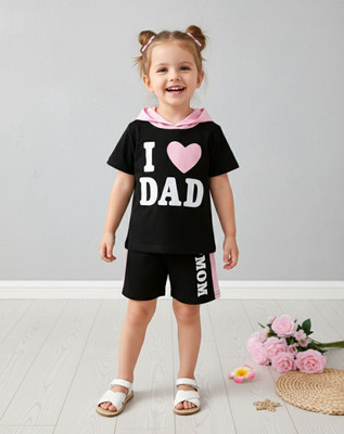 Cutevibe Baby Boys & Baby Girls Party(Festive) T-shirt Shorts(BLACK)
