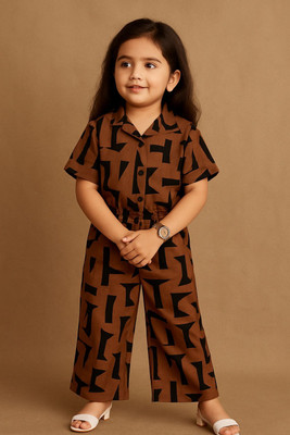 OOKSGAL Girls Disney Princess Party(Festive) Top Pant(BROWN)