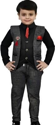 GUPTAECOMMERCE BOYS SHRIT WAIST COAT PAINT SET Self Design Boys Suit