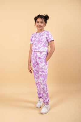 Tweeny Mini Girls Casual Track Pants Top(Purple)