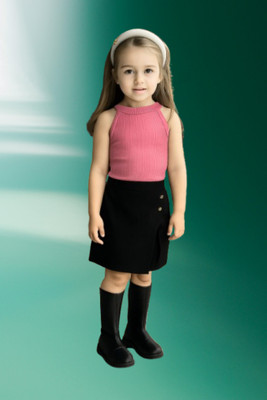 RIYASNHI Girls Casual Top Shorts(Pink, Black)