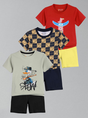 Hellcat Baby Boys Casual T-shirt Shorts(Green/Yellow/Red)