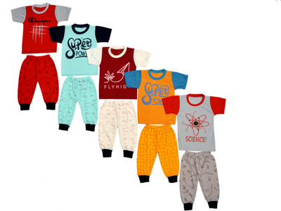 ALUXDON Baby Boys & Baby Girls Casual T-shirt Track Pants(MULTI COLOR)