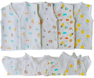 Minku creations Baby Girls Organic Cotton Blend, Muslin, Cotton Blend Wrap Top(Multicolor, Pack of 4)