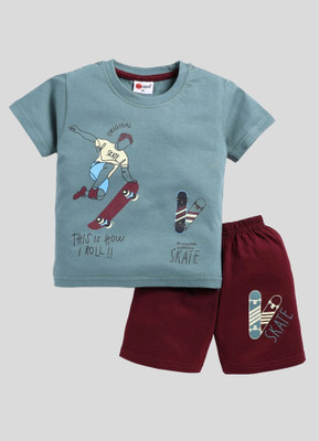 Mars Infiniti Boys Casual T-shirt Shorts(Green, Maroon)