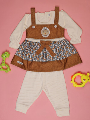V-MART Baby Girls Casual Top Skirt(Brown)