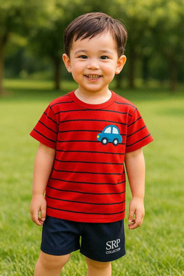 SRP COLLECTION Baby Boys & Baby Girls Casual T-shirt Shorts(Red Black)