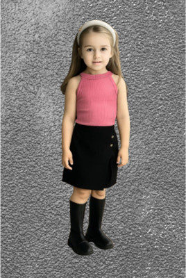 Riyanshi Collect Girls Casual Top Shorts(Pink, Black)