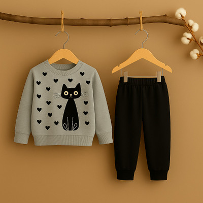 FASTCRY Boys & Girls Casual Sweatshirt Pant(Grey)