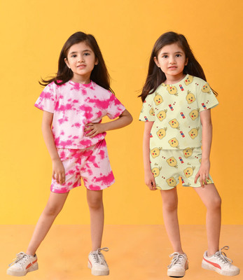 FEBVIBE Girls Casual T-shirt Shorts(Multicolor 16)