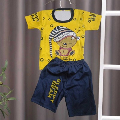 CosTheeta Baby Boys & Baby Girls Casual T-shirt Shorts(Yellow)