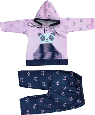 HouseOfCommon Baby Boys & Baby Girls Casual Sweatshirt Pyjama(PINK)