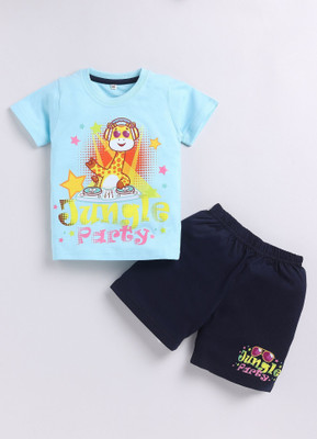 carrydreams Boys Casual T-shirt Shorts(SKYBLUE)