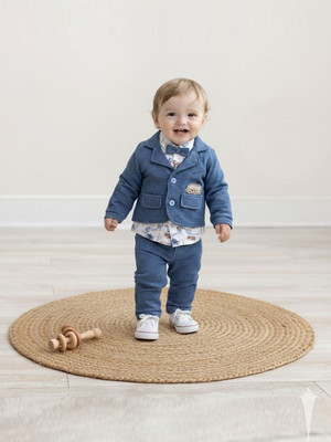 Pompidou Baby Boys Casual Jacket Pant(Blue)