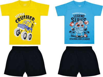 Biffy and Luffy Boys Casual T-shirt Shorts(Yellow Aqua)