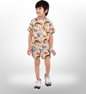 k k p fashion Baby Boys & Baby Girls Casual Shirt Shorts(Beige)