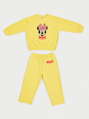 NautiNati Girls Minnie Casual Sweatshirt Pant(Yellow)