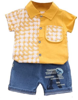 Bold N Elegant Baby Boys Casual Shirt Shorts(Yellow)